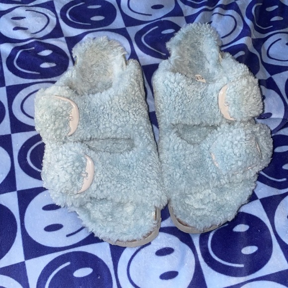 Birkenstock Free People Papillio Sandals Womens US 7 Sherpa Big Buckle Blue - Picture 2 of 13